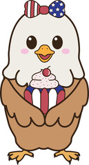 Patriotic Eagle Holding 4th of July Cupcake
