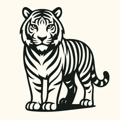 Majestic Tiger Line Art Vector Illustration
