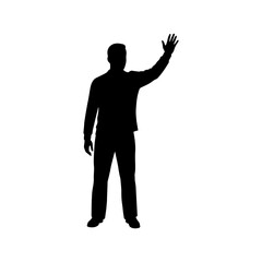 Man hand waving silhouette vector flat illustration design.