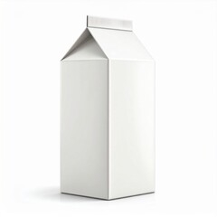 Blank White Milk Carton Packaging on White Background