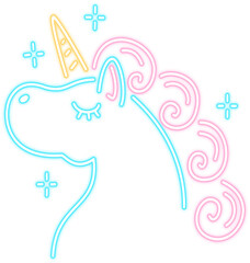 Neon Glow Unicorn Light Graphic Illustration