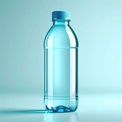 Naklejka premium Clear Plastic Water Bottle on Light Blue Background