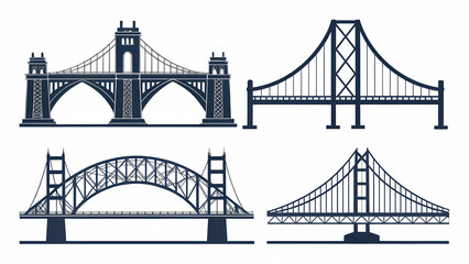 Vector bridge illustration set different bridge types architecture and engineering design elements isolated