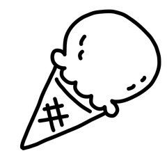 手描きペン画の可愛いアイスクリームのイラスト