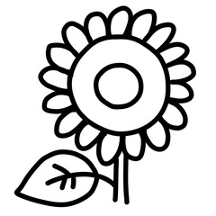 手描きペン画の可愛いひまわりのイラスト