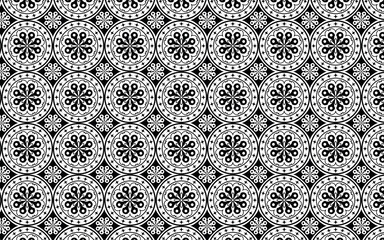 Decorative black and white circle seamless pattern, jpg file, decorative black and white circle...