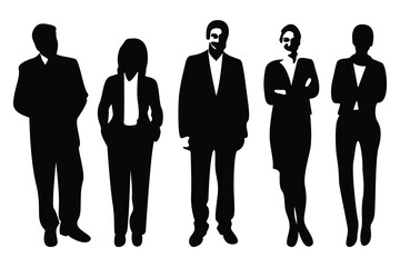 Business Team Silhouette Vector, Group of Professional People.