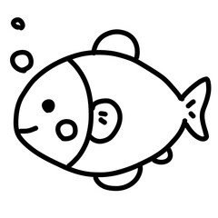 Obraz premium 手描きペン画の可愛い魚のイラスト