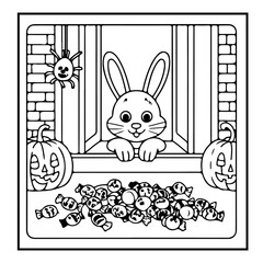 Adorable Cute Halloween Kids Coloring Pages for Kids and Adults.