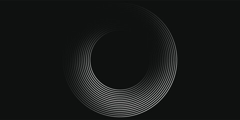 Abstract gold circle lines on dark background. Geometric stripe line art design. Modern luxury template. Suit for presentation, banner, cover, web modern