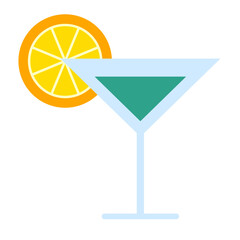 Summer flat color icon. Cocktail
