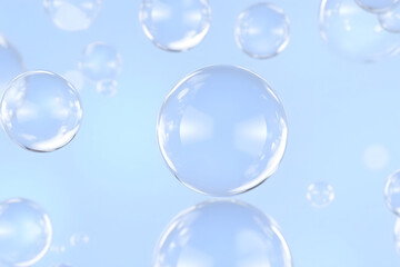 bunch of clear glass bubbles floating in the air