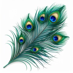 Obraz premium Vibrant Peacock Feather Closeup on White