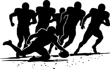 American Football Players Catching Ball Silhouette vector bundle
