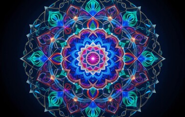 Colorful Mandala Background Image, Meditation, Buddhism, Healing, Banner Texture Advertising Poster