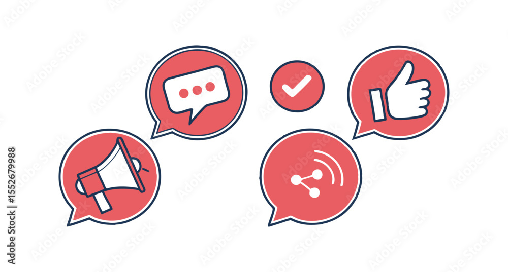 Poster share icons vector background with glossy web design icons set.