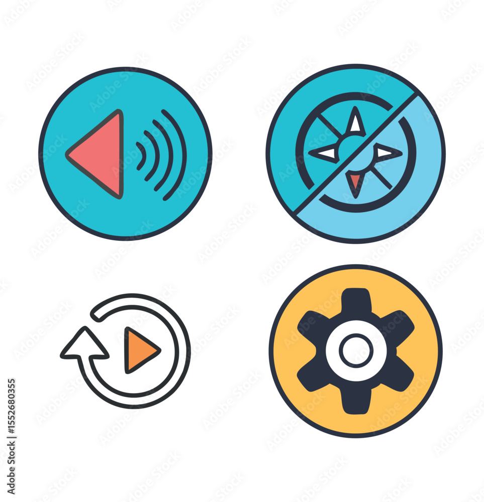 Poster digital sound set of colorful vector icons for web and design use.