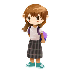 School girl cartoon Summer png 
