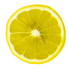 A vibrant slice of lemon showcasing its juicy texture and bright yellow color.
