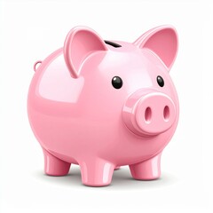 Fototapeta premium Pink Piggy Bank on White Background