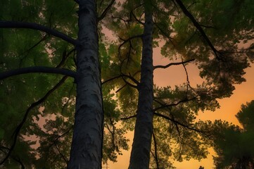 Fototapeta premium nature forest in sunrise, Sognsvann, Oslo