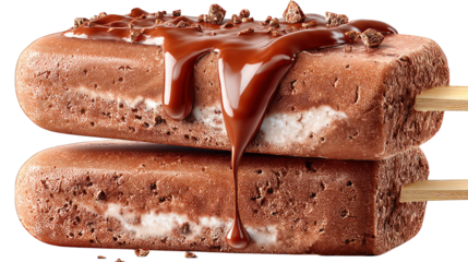 Stacked chocolate ice cream bars with drizzle