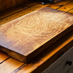 Wooden chopper board on the table