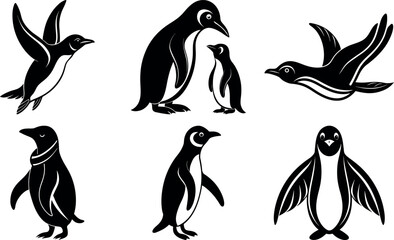Penguin Silhouette Vector Bundle Set of 6 Unique Designs