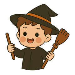 Obraz premium children in halloween costumes illustration