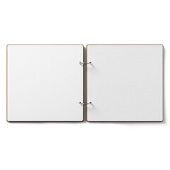 A blank binder with two open pages, ready for notes or sketches.