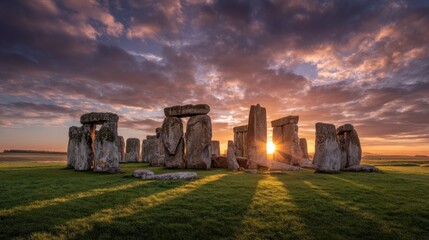 First Light at Stonehenge – Ancient Stones Greet the Rising Sun Under a Fiery Sky