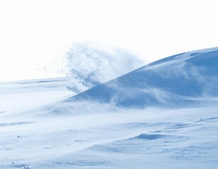 Blue Winter Landscape with Blowing Snow