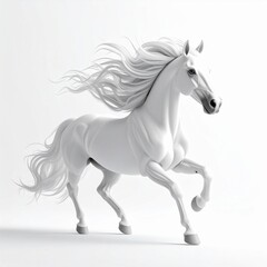 Obraz premium White Horse in Motion Against Clean Background