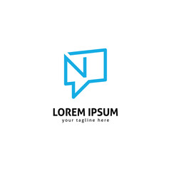 Creative N Initial Chat Logo, Communication and Messaging Symbol.
