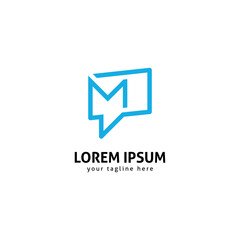 Creative M Initial Chat Logo, Communication and Messaging Symbol.