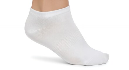 Low-cut White Ankle Socks with Ribbed Cuffs on Clean White Background