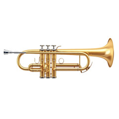 Obraz premium A gold trumpet against a colorful striped background a musical instrument