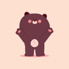 Cute bear cartoon character with raised paws