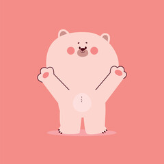 Cute polar bear cartoon character with raised paws