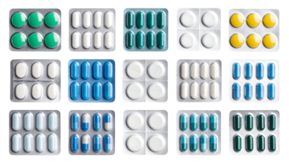 Assorted Pharmaceutical Pills in Blister Packs