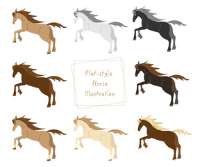 馬のベクターイラスト集 / Flat-style Horse Illustration Set
