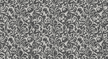 Elegant dark grey swirling pattern design for wallpaper and textiles