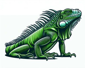 Fototapeta premium Green Iguana Reptile Illustration