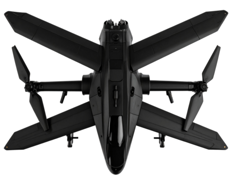  Tealth Military Drone Concept with Angular Armor Plating, Top-Down View isolated on transparent background PNG