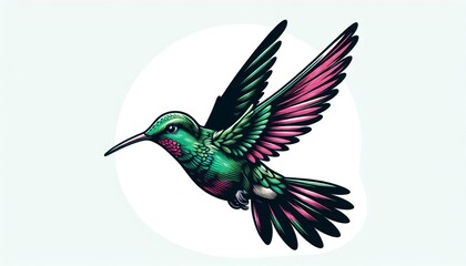 Obraz premium Green and Pink Hummingbird in Flight