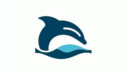 Fototapeta premium Dark Blue Dolphin Leaping over Light Blue Wave