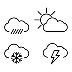 weather icons rain clouds, thunder clouds, sun clouds, snow clouds