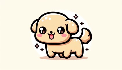 Fototapeta premium Cute Cartoon Beige Puppy Illustration