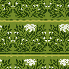 Hand drawn pattern with abstract flowers and leaves. Vector illustration. Design for wallpaper, wrapping paper, clothing, cards and invitations. Vintage hand drawn art.