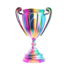 Colorful iridescent trophy award winning prize success celebration
